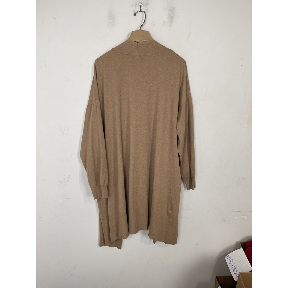 AVA & VIV Womens Cardigan 2X Tan Long Duster Minimal Capsule Office Fall - Picture 2 of 9